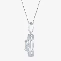 Diamond Blossom (G / Si2) Womens 1 CT. T.W. Lab Grown White Diamond 10K White Gold Round 18 Inch Pendant Necklace