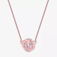 Womens Genuine Pink Morganite 10K Rose Gold 18 Inch Pendant Necklace