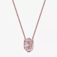 Womens Genuine Pink Morganite 10K Rose Gold 18 Inch Pendant Necklace