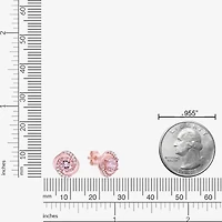 Genuine Pink Morganite 10K Rose Gold 9mm Stud Earrings