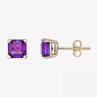 Gemstone 10K Gold 5.5mm Stud Earrings