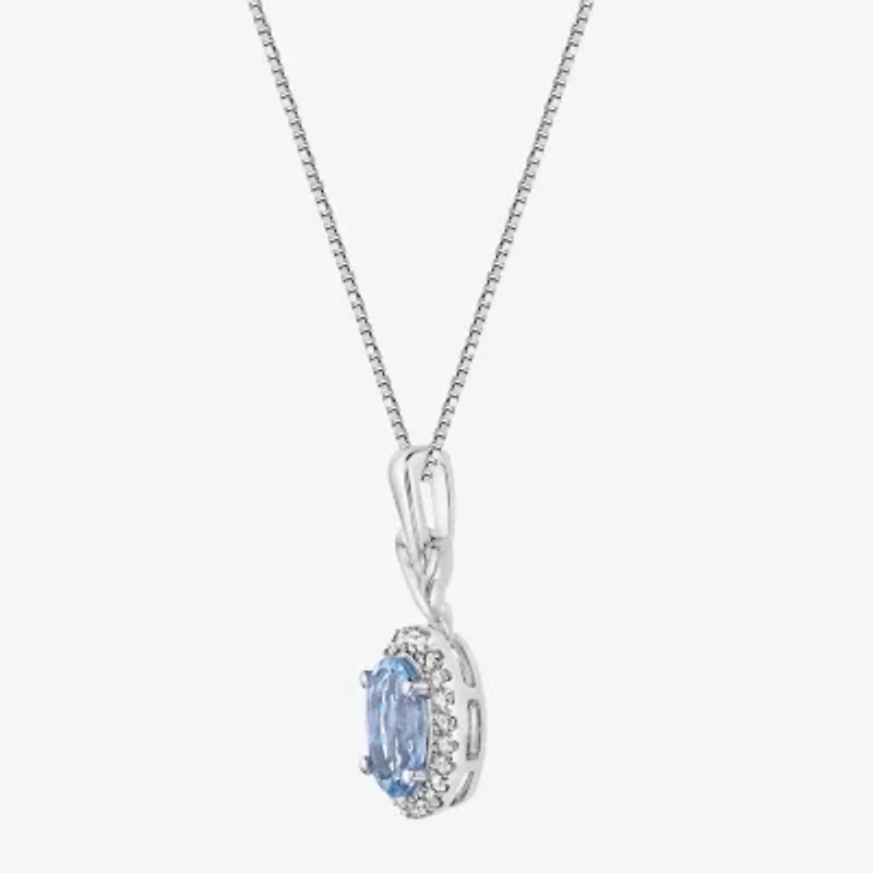 Gemstone 10K Gold Oval Pendant Necklace