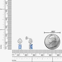 Womens Genuine Blue Aquamarine 10K White Gold Drop Earrings