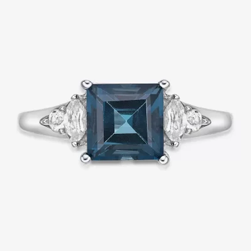 Womens Genuine Topaz Sterling Silver Cocktail Ring