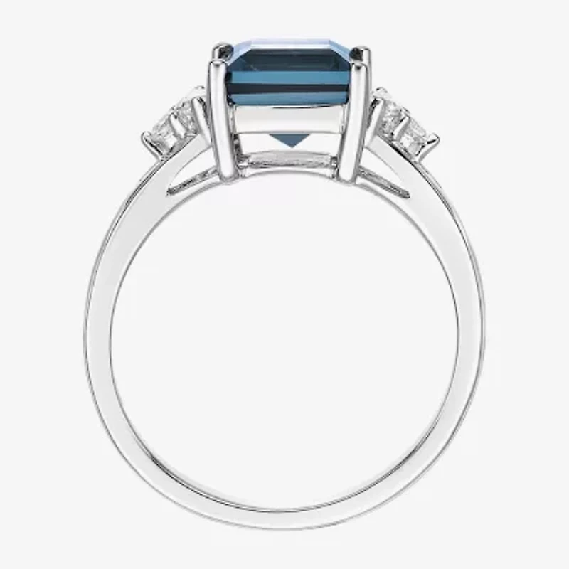 Womens Genuine Topaz Sterling Silver Cocktail Ring