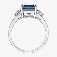 Womens Genuine Topaz Sterling Silver Cocktail Ring