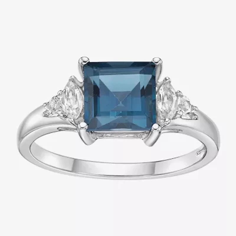 Womens Genuine Topaz Sterling Silver Cocktail Ring