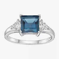 Womens Genuine Topaz Sterling Silver Cocktail Ring