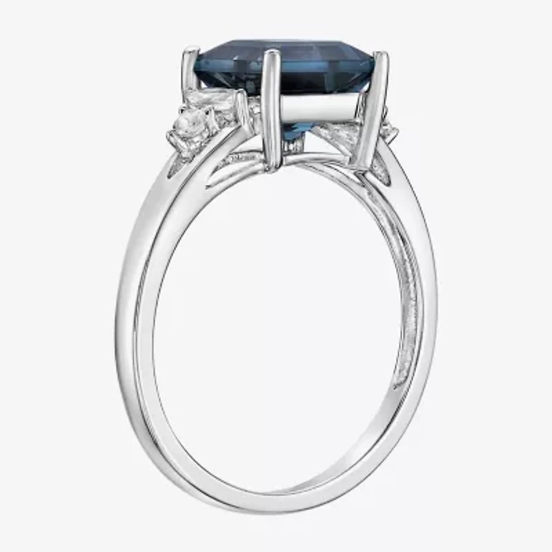 Womens Genuine Topaz Sterling Silver Cocktail Ring