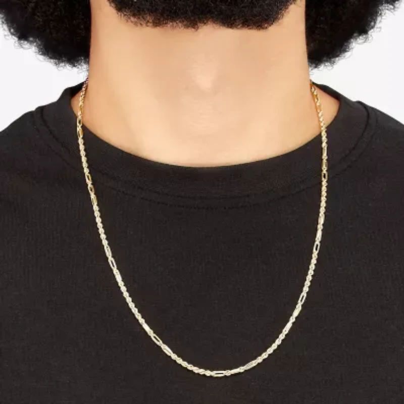 Unisex Adult 10K Gold 24 Inch Rope Chain Necklace