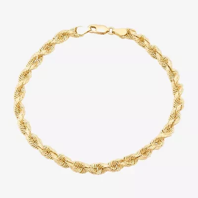 Mens 10K Gold 8 1/2 Inch Hollow Rope Chain Bracelet