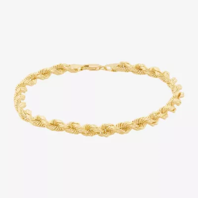Mens 10K Gold 8 1/2 Inch Hollow Rope Chain Bracelet
