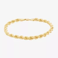 Mens 10K Gold 8 1/2 Inch Hollow Rope Chain Bracelet