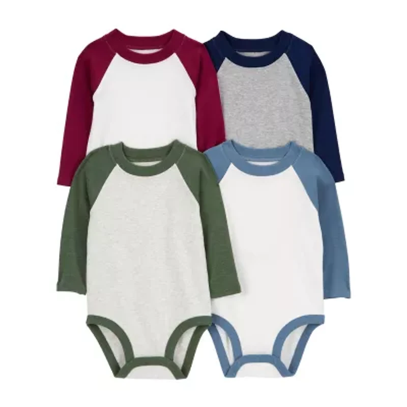 Carter's Baby Boys Crew Neck Long Sleeve Rib 4-pc. Bodysuit