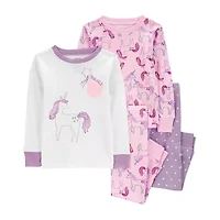 Carter's Toddler Girls Rib Crew Neck Long Sleeve 4-pc. Pajama Sets