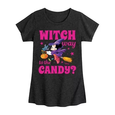 Disney Collection Little & Big Kid Girls Crew Neck Short Sleeve Minnie Mouse Graphic T-Shirt