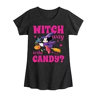 Disney Collection Little & Big Kid Girls Crew Neck Short Sleeve Minnie Mouse Graphic T-Shirt