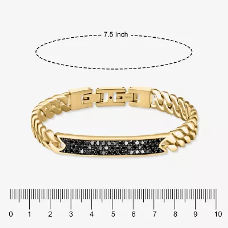 Mens Black Zirconia Stainless Steel Rectangular 2-pc. Jewelry Set