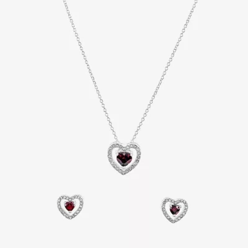 Sparkle Allure Light Up Box Womens Cubic Zirconia Pure Silver Over Brass Heart -pc. Jewelry Set