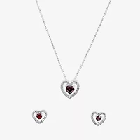 Sparkle Allure Light Up Box Womens Cubic Zirconia Pure Silver Over Brass Heart -pc. Jewelry Set