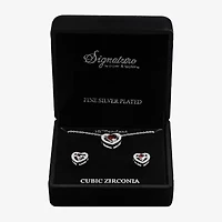 Sparkle Allure Light Up Box Womens Cubic Zirconia Pure Silver Over Brass Heart -pc. Jewelry Set