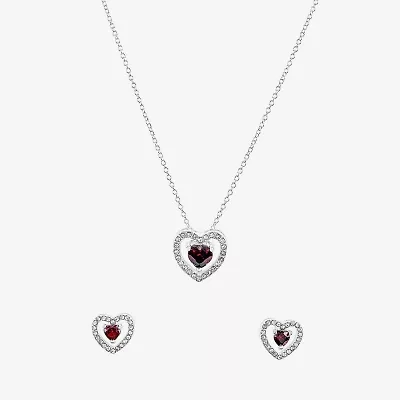 Sparkle Allure Light Up Box Womens Cubic Zirconia Pure Silver Over Brass Heart -pc. Jewelry Set