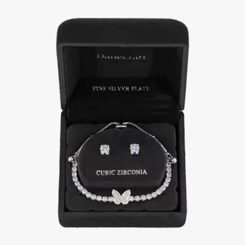 Sparkle Allure Light Up Box Womens Cubic Zirconia Pure Silver Over Brass Butterfly 3-pc. Jewelry Set