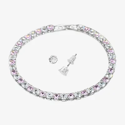 Sparkle Allure Light Up Box Womens Cubic Zirconia Pure Silver Over Brass Round 3-pc. Jewelry Set
