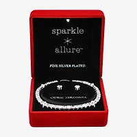 Sparkle Allure Light Up Box Womens Cubic Zirconia Pure Silver Over Brass Round 3-pc. Jewelry Set