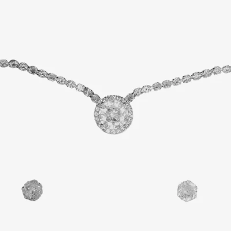 Sparkle Allure Light Up Box Womens Cubic Zirconia Pure Silver Over Brass Round 3-pc. Jewelry Set