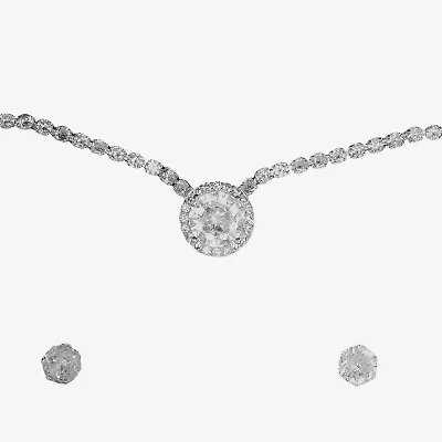 Sparkle Allure Light Up Box Womens Cubic Zirconia Pure Silver Over Brass Round 3-pc. Jewelry Set