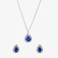 Sparkle Allure Light Up Box Womens Pink Cubic Zirconia Pure Silver Over Brass 3-pc. Jewelry Set