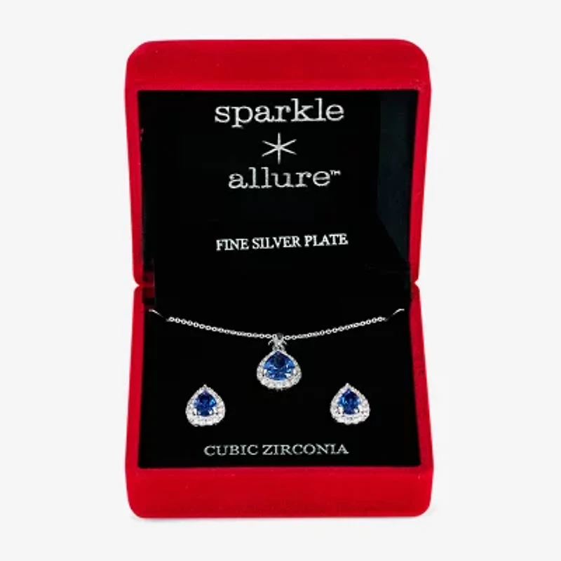Sparkle Allure Light Up Box Womens Cubic Zirconia Pure Silver Over Brass 3-pc. Jewelry Set