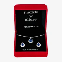 Sparkle Allure Light Up Box Womens Cubic Zirconia Pure Silver Over Brass 3-pc. Jewelry Set