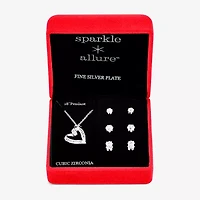 Sparkle Allure Light Up Box Womens Cubic Zirconia Pure Silver Over Brass Heart -pc. Jewelry Set