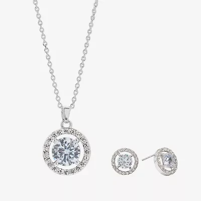 Sparkle Allure Light Up Box Womens Cubic Zirconia Pure Silver Over Brass Round 3-pc. Jewelry Set