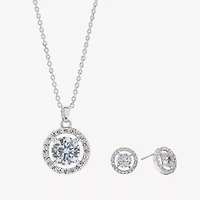 Sparkle Allure Light Up Box Womens Cubic Zirconia Pure Silver Over Brass Round 3-pc. Jewelry Set