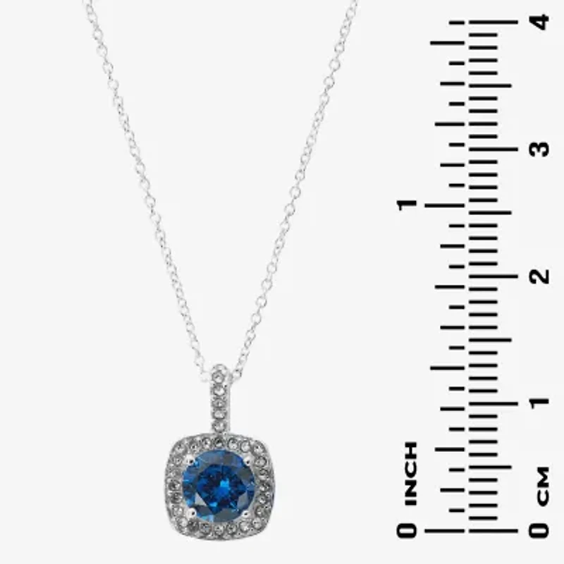 Sparkle Allure Light Up Box Womens Blue Cubic Zirconia Pure Silver Over Brass Cushion 2-pc. Jewelry Set