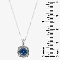 Sparkle Allure Light Up Box Womens Blue Cubic Zirconia Pure Silver Over Brass Cushion 2-pc. Jewelry Set