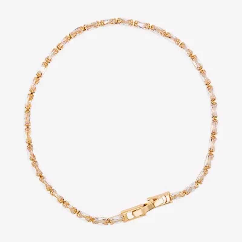 Sparkle Allure Womens Cubic Zirconia 14K Gold Over Brass Tennis Bracelet