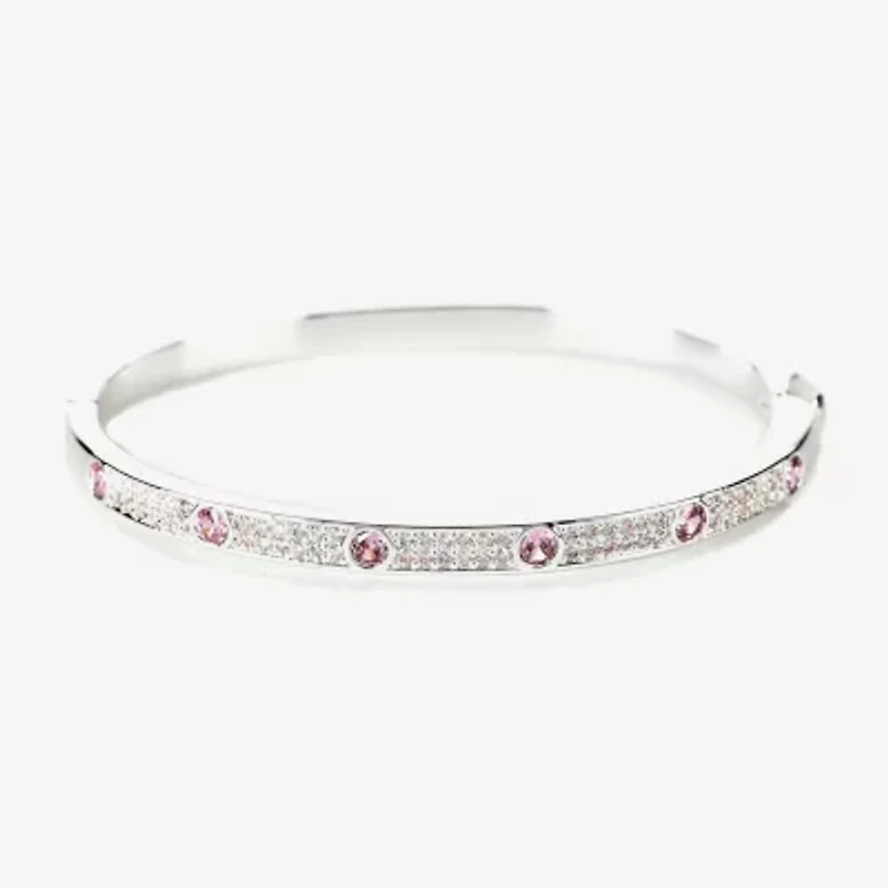 Sparkle Allure Womens Cubic Zirconia Pure Silver Over Brass Round Bangle Bracelet