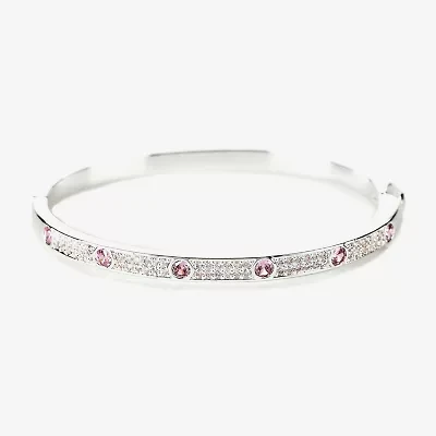 Sparkle Allure Womens Cubic Zirconia Pure Silver Over Brass Round Bangle Bracelet
