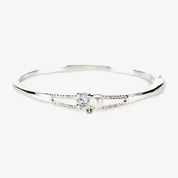 Sparkle Allure Womens White Simulated Pearl Pure Silver Over Brass Round Bangle Bracelet