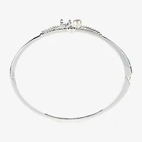 Sparkle Allure Womens White Simulated Pearl Pure Silver Over Brass Round Bangle Bracelet