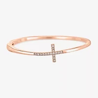 Sparkle Allure Womens Cubic Zirconia 14k Rose Gold Over Brass Cross Bangle Bracelet