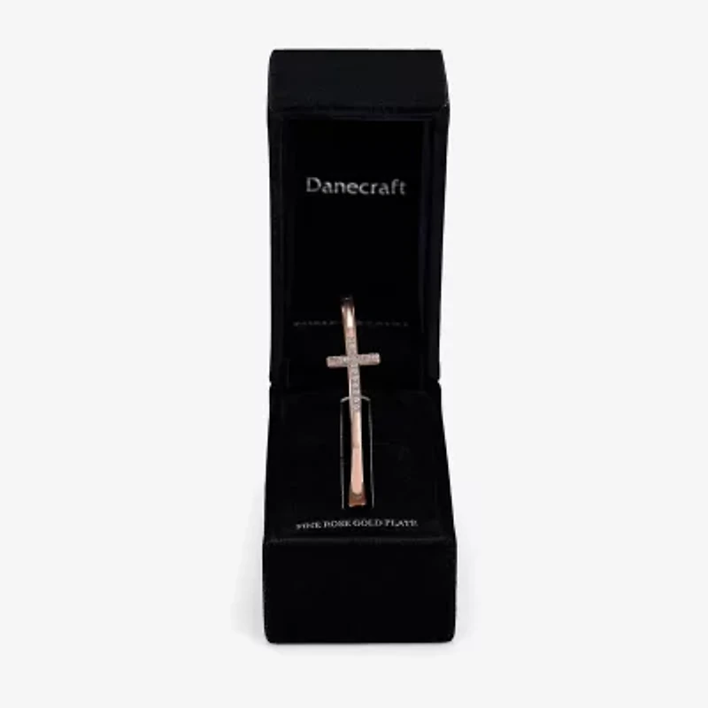 Sparkle Allure Womens Cubic Zirconia 14k Rose Gold Over Brass Cross Bangle Bracelet