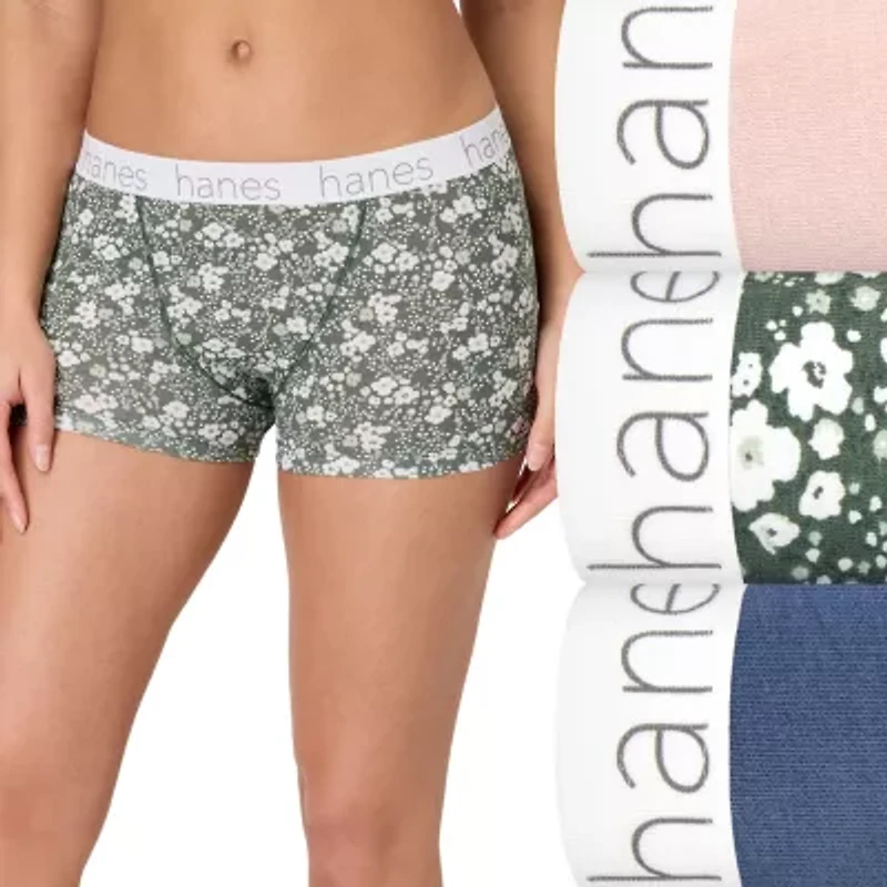 Hanes Originals Ultimate Cotton Stretch Women’s Boyshort Underwear Pack, 3-Pack 45UOBB