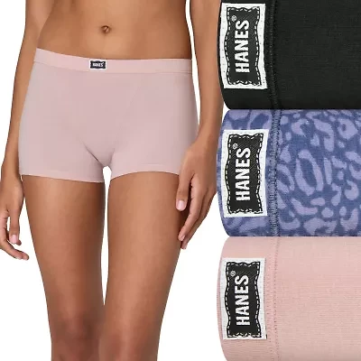 Hanes Womens Average + Full Figure 3 Pack Boxer Briefs 49vohb
