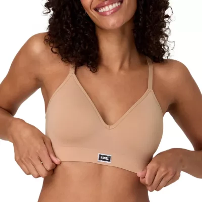 Hanes Womens Seamless Light Support T-Shirt Bralette Dho203