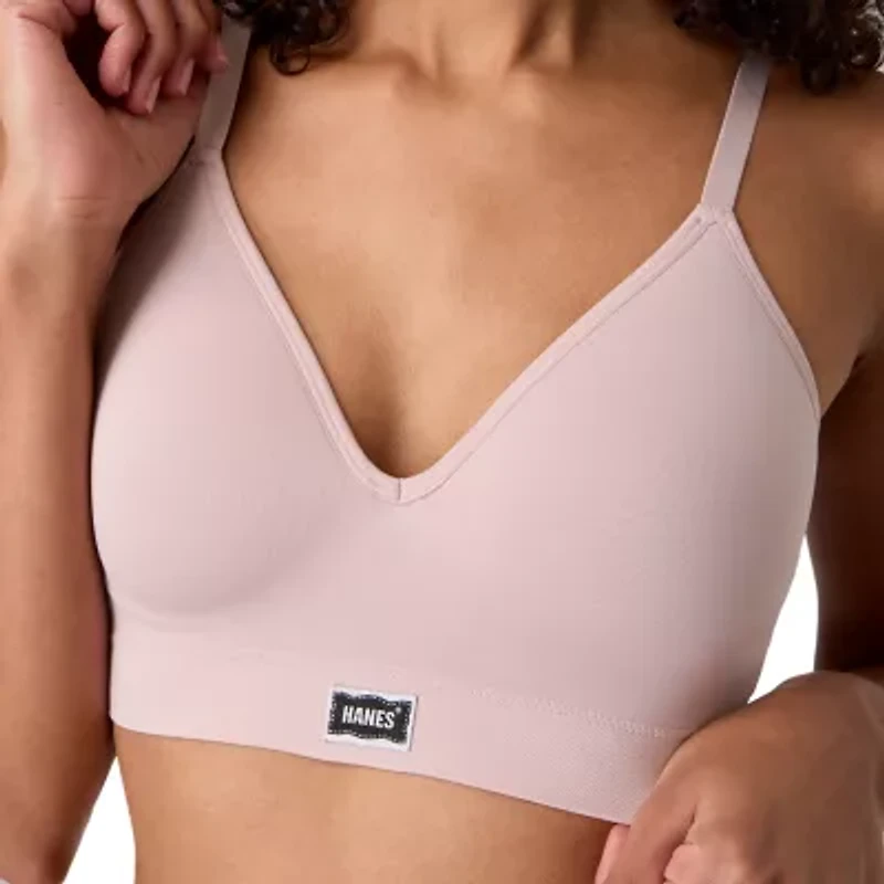 Hanes Womens Seamless Light Support T-Shirt Bralette Dho203